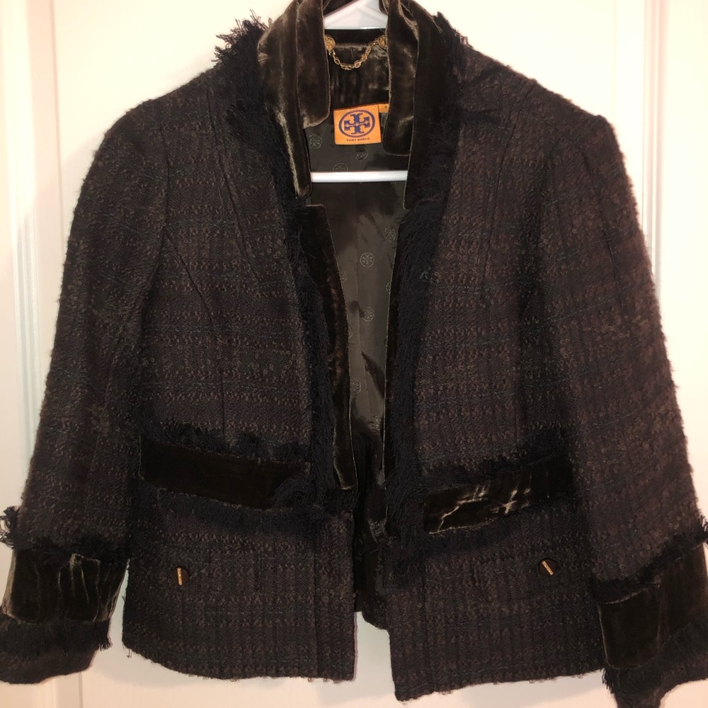 Tory Burch tweed & velvet jacket
